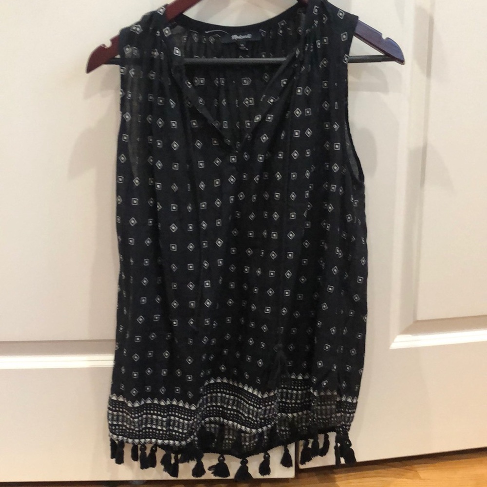Madewell sleeveless top with tassels